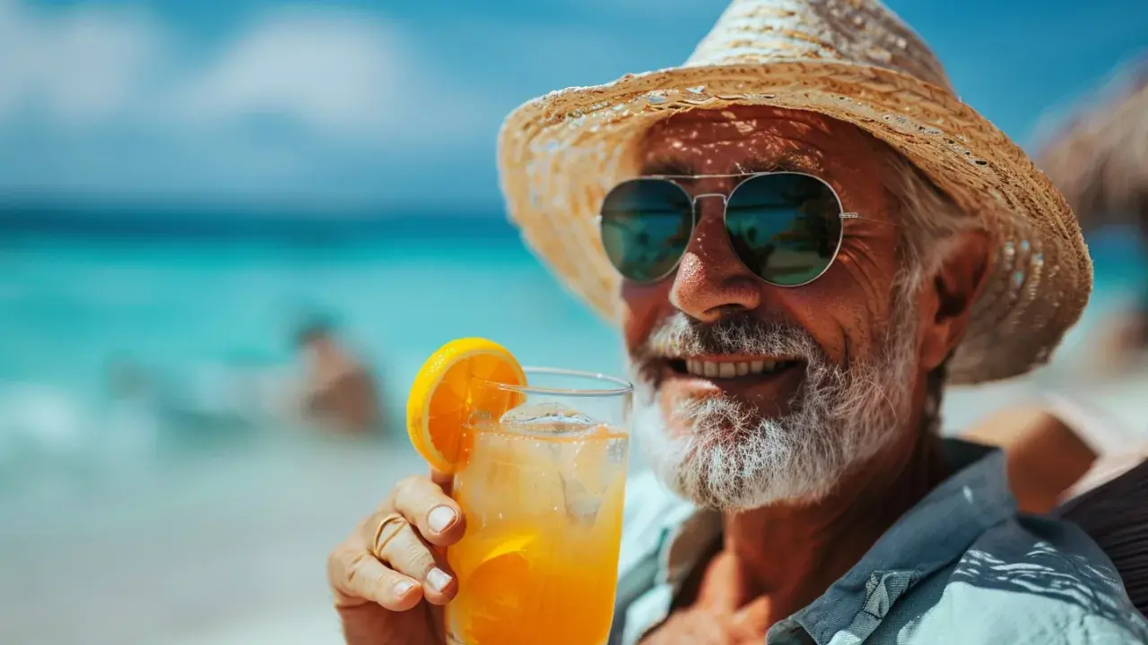 Senior enjoying the beach.