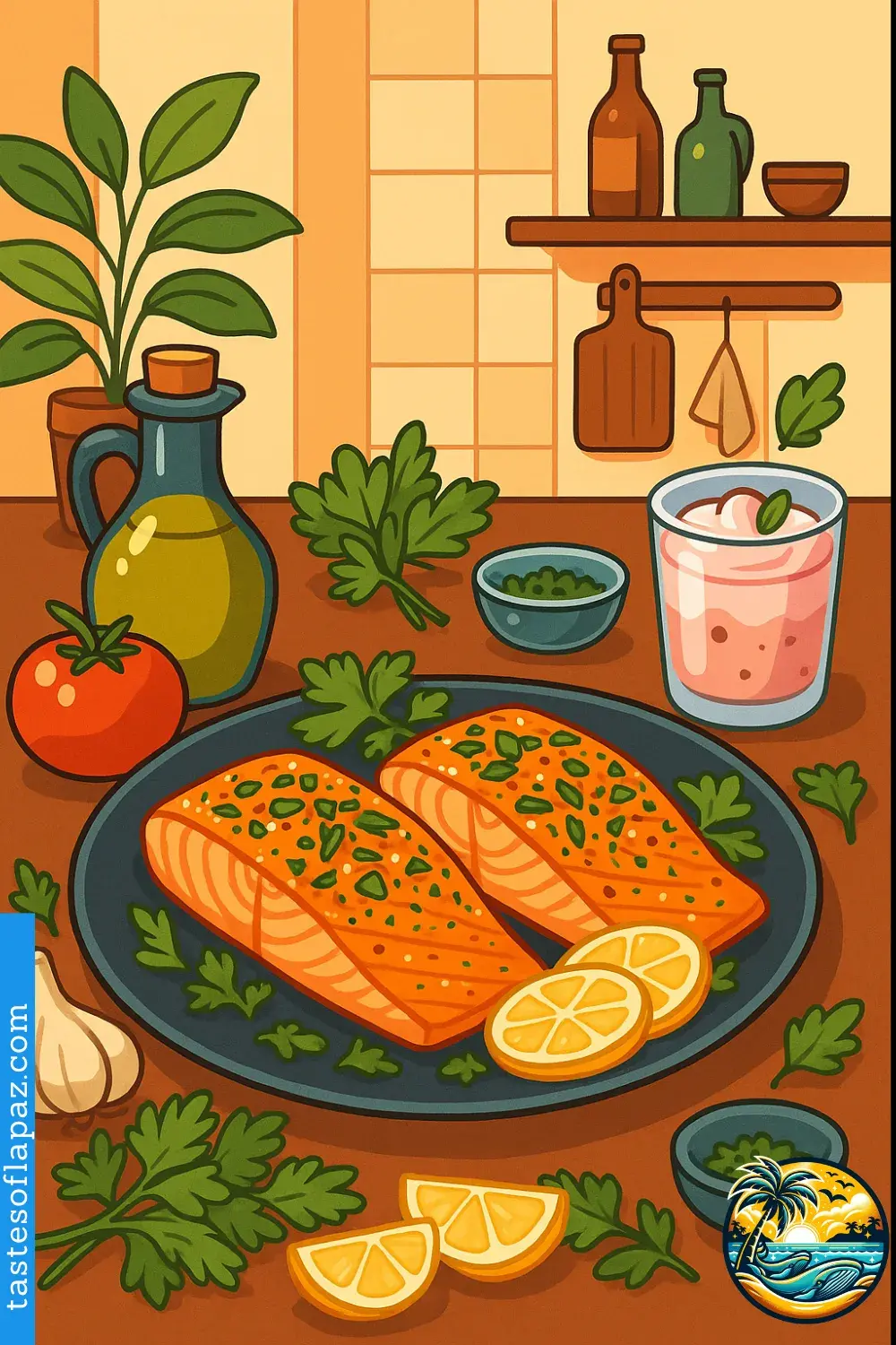 Marinated Salmon with Garlic and Herbs