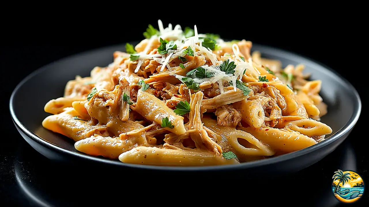 Slow Cooker Garlic Chicken Parmesan Pasta