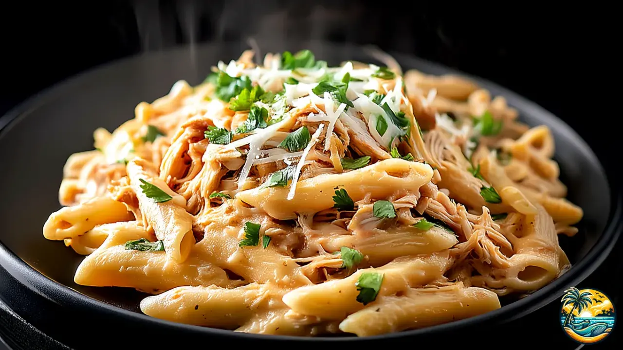 Slow Cooker Garlic Chicken Parmesan Pasta
