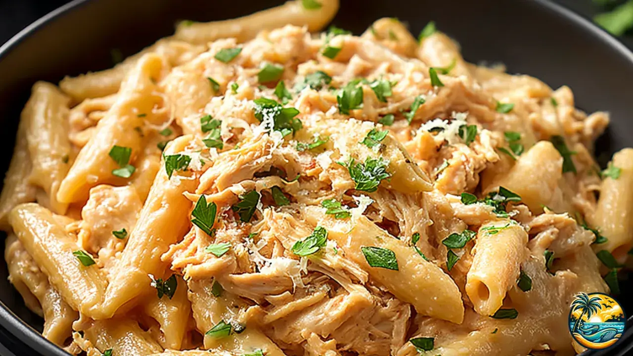 Slow Cooker Garlic Chicken Parmesan Pasta