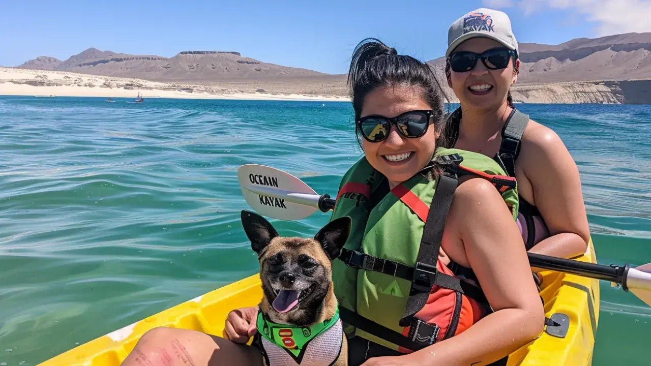 Pets traveling to the beach.